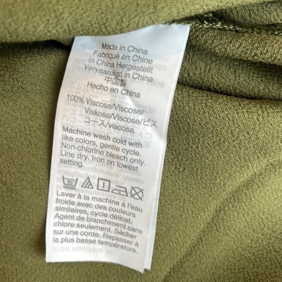 Madewell Novel Shift Summer Dress Vintage Moss Green V Neck Viscose Size 3X - Picture 6 of 6